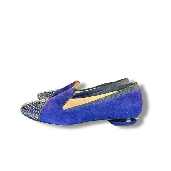 NWT Nicholas Kirkwood Blue Suede & Snakeskin Cap Toe Loafers Size 7 ASO Beatrice - Picture 10 of 16